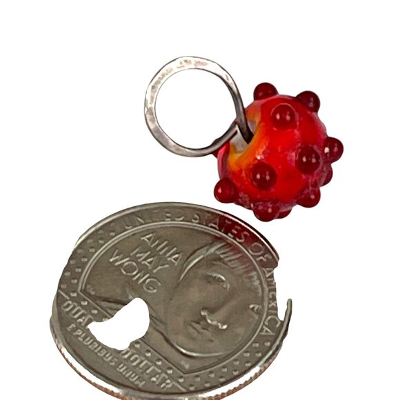 Vintage Murano Red Glass Bead Charm With Sterling Silver Loop - Picture 6 of 6